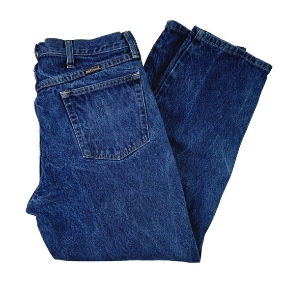 MAVERICK Stone Washed Vintage Straight Leg Jeans Dark Wash Mens Size 36X29